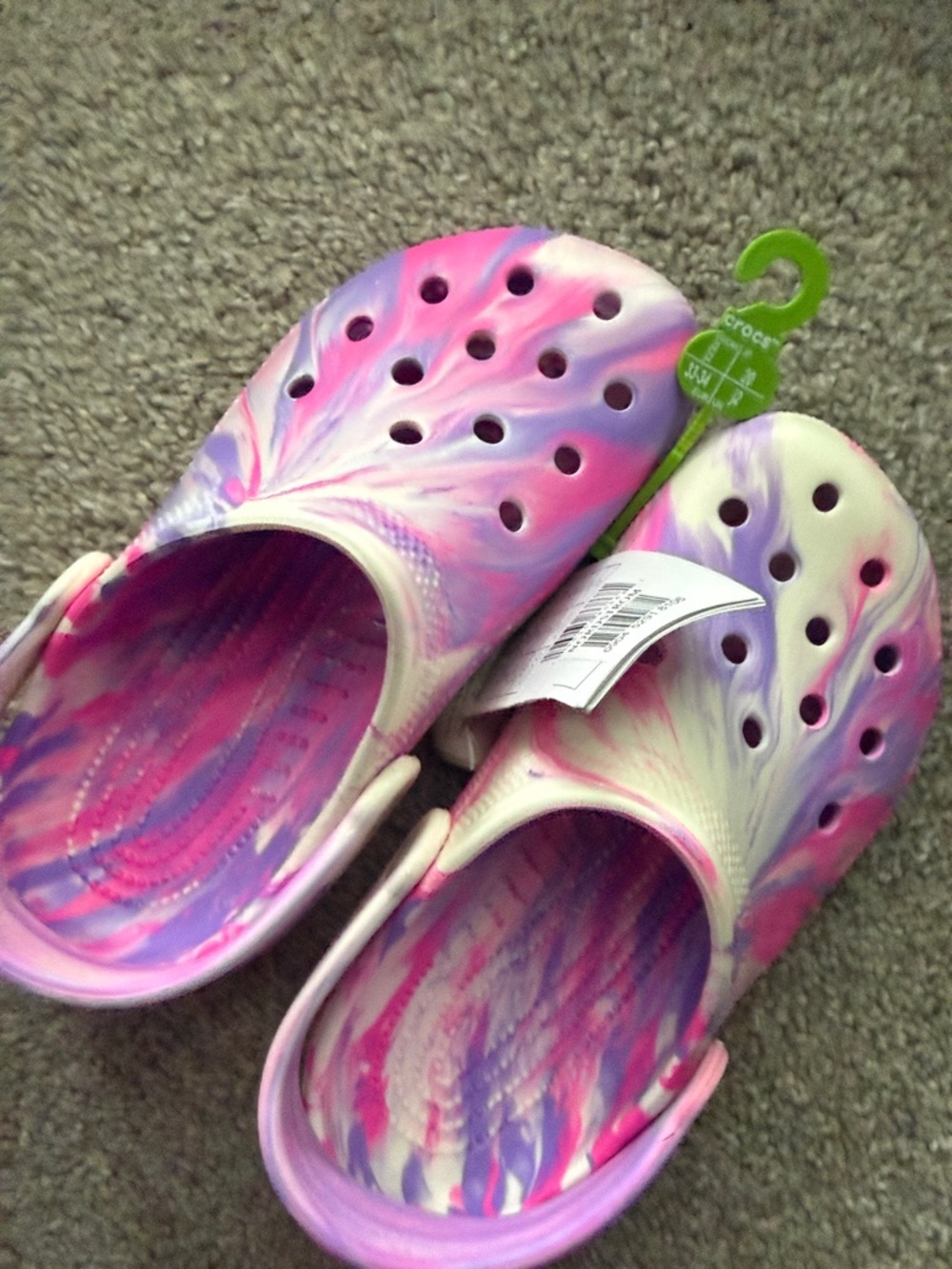 CROCS Tie-Dye Kids Clog in Pink, Purple, White